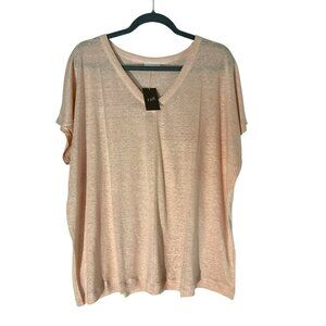 NWT J. Jill Love Linen Lightweight V-Neck Linen Seashell Relaxed Fit Top Size L